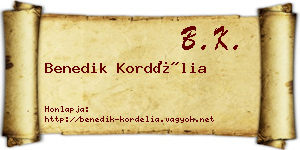 Benedik Kordélia névjegykártya
